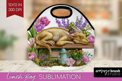 Floral Dragon Lunch Bag - Fantasy Lunch Bug PNG Sublimation Product Image 1