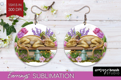 Floral Dragon Round Earrings - Fantasy PNG Sublimation Product Image 1