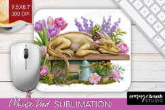Floral Dragon Mouse Pad Sublimation - Fantasy Mousepad PNG Product Image 1