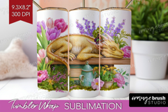 Floral Dragon Tumbler Wrap - Fantasy Tumbler PNG Sublimation Product Image 1