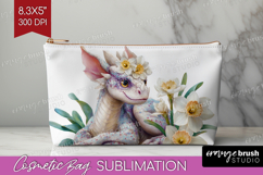 Floral Dragon Cosmetic Bag - Fantasy Makeup Bag PNG Product Image 1
