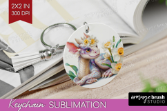 Floral Dragon Keychain PNG - Fantasy Keychain Sublimation Product Image 1