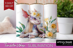 Floral Dragon Tumbler Wrap - Fantasy Tumbler PNG Sublimation Product Image 1
