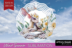 Floral Dragon Wind Spinner Sublimation PNG - Fantasy Round Product Image 1