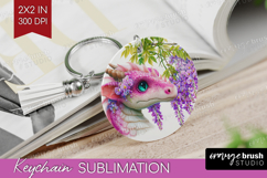 Floral Dragon Keychain PNG - Fantasy Keychain Sublimation Product Image 1