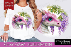 Floral Dragon Round Tshirt Background - Fantasy PNG Product Image 1