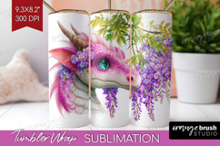 Floral Dragon Tumbler Wrap - Fantasy Tumbler PNG Sublimation Product Image 1