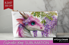 Floral Dragon Cosmetic Bag - Fantasy Makeup Bag PNG Product Image 1