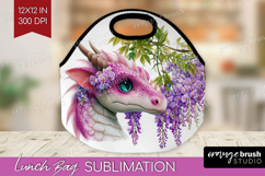 Floral Dragon Lunch Bag - Fantasy Lunch Bug PNG Sublimation Product Image 1