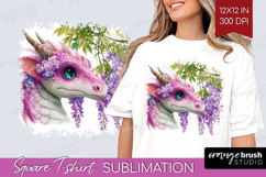 Floral Dragon Square Tshirt Background - Fantasy PNG Product Image 1