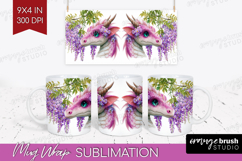 Floral Dragon Mug Wrap - Fantasy Mug PNG Sublimation Product Image 1