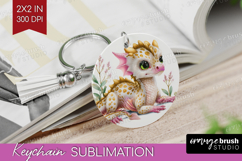 Floral Dragon Keychain PNG - Fantasy Keychain Sublimation Product Image 1