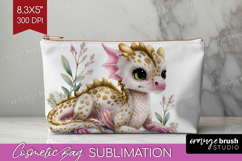 Floral Dragon Cosmetic Bag - Fantasy Makeup Bag PNG Product Image 1