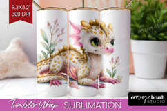 Floral Dragon Tumbler Wrap - Fantasy Tumbler PNG Sublimation Product Image 1