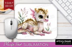 Floral Dragon Mouse Pad Sublimation - Fantasy Mousepad PNG Product Image 1