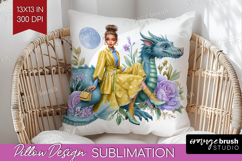 Floral Dragon Pillow Sublimation - Fantasy Pillow Cover PNG Product Image 1