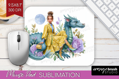 Floral Dragon Mouse Pad Sublimation - Fantasy Mousepad PNG Product Image 1