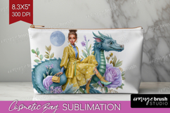 Floral Dragon Cosmetic Bag - Fantasy Makeup Bag PNG Product Image 1