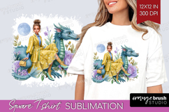 Floral Dragon Square Tshirt Background - Fantasy PNG Product Image 1