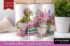 Floral Dragon Tumbler Wrap - Fantasy Tumbler PNG Sublimation Product Image 1