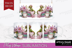 Floral Dragon Mug Wrap - Fantasy Mug PNG Sublimation Product Image 1