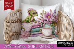 Floral Dragon Pillow Sublimation - Fantasy Pillow Cover PNG Product Image 1