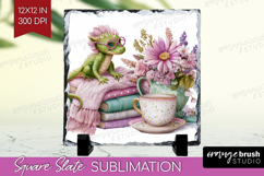 Floral Dragon Slate PNG - Fantasy Square Slate Sublimation Product Image 1