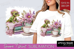 Floral Dragon Square Tshirt Background - Fantasy PNG Product Image 1