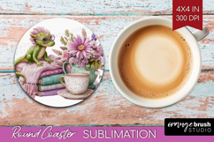Floral Dragon Round Coaster - Fantasy Coaster PNG Product Image 1