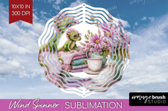 Floral Dragon Wind Spinner Sublimation PNG - Fantasy Round Product Image 1