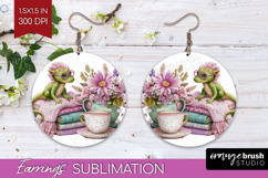 Floral Dragon Round Earrings - Fantasy PNG Sublimation Product Image 1
