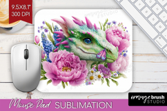 Floral Dragon Mouse Pad Sublimation - Fantasy Mousepad PNG Product Image 1