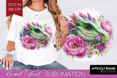 Floral Dragon Round Tshirt Background - Fantasy PNG Product Image 1