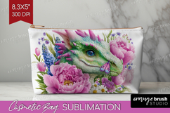 Floral Dragon Cosmetic Bag - Fantasy Makeup Bag PNG Product Image 1
