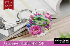 Floral Dragon Keychain PNG - Fantasy Keychain Sublimation Product Image 1