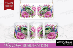 Floral Dragon Mug Wrap - Fantasy Mug PNG Sublimation Product Image 1