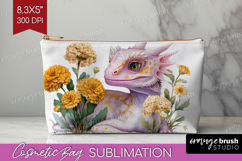 Floral Dragon Cosmetic Bag - Fantasy Makeup Bag PNG Product Image 1
