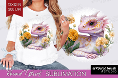 Floral Dragon Round Tshirt Background - Fantasy PNG Product Image 1