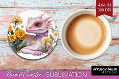 Floral Dragon Round Coaster - Fantasy Coaster PNG Product Image 1