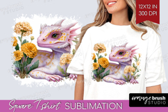 Floral Dragon Square Tshirt Background - Fantasy PNG Product Image 1