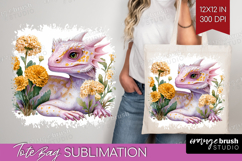 Floral Dragon Tote Bag - Fantasy Tote Bag PNG Sublimation Product Image 1