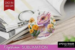 Floral Dragon Keychain PNG - Fantasy Keychain Sublimation Product Image 1
