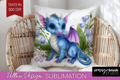 Floral Dragon Pillow Sublimation - Fantasy Pillow Cover PNG Product Image 1
