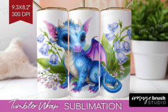 Floral Dragon Tumbler Wrap - Fantasy Tumbler PNG Sublimation Product Image 1