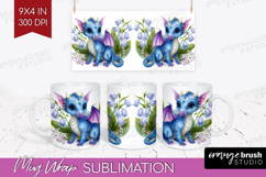 Floral Dragon Mug Wrap - Fantasy Mug PNG Sublimation Product Image 1