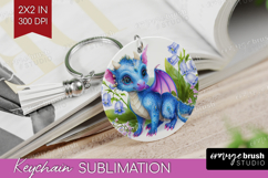 Floral Dragon Keychain PNG - Fantasy Keychain Sublimation Product Image 1