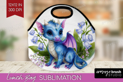 Floral Dragon Lunch Bag - Fantasy Lunch Bug PNG Sublimation Product Image 1