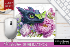 Floral Dragon Mouse Pad Sublimation - Fantasy Mousepad PNG Product Image 1