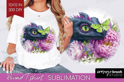 Floral Dragon Round Tshirt Background - Fantasy PNG Product Image 1