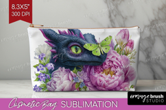 Floral Dragon Cosmetic Bag - Fantasy Makeup Bag PNG Product Image 1